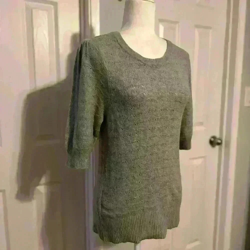 Joie Knit Sage Green Sweater 3/4 Sleeve Size Medium